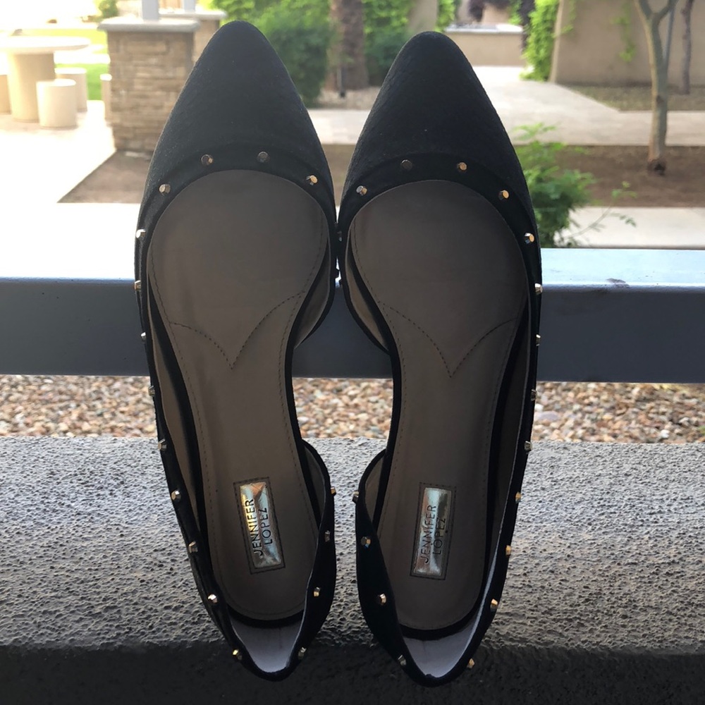 Black Gold Studded Flats